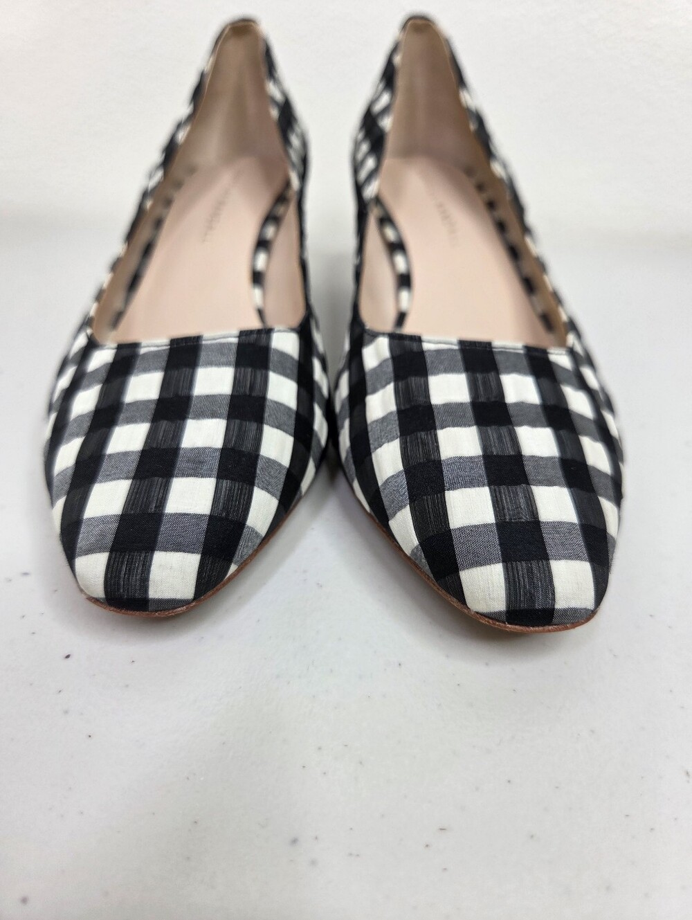Loeffler Randall Ina Black & White Gingham Checkered Block Heel Almond Toe Pumps - Picture 3 of 16